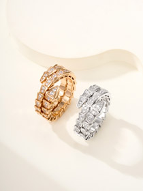 Bulgari full diamond 3 circles snake ring-3825  